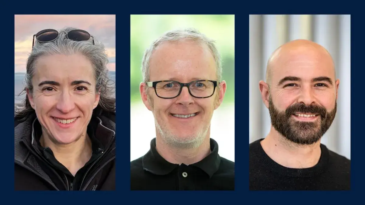 Portraits of Donncha Dunican, Christelle Robert, and Nikolaos Gioannakis combined in one image