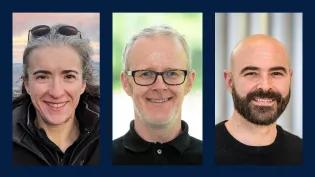 Portraits of Donncha Dunican, Christelle Robert, and Nikolaos Gioannakis combined in one image