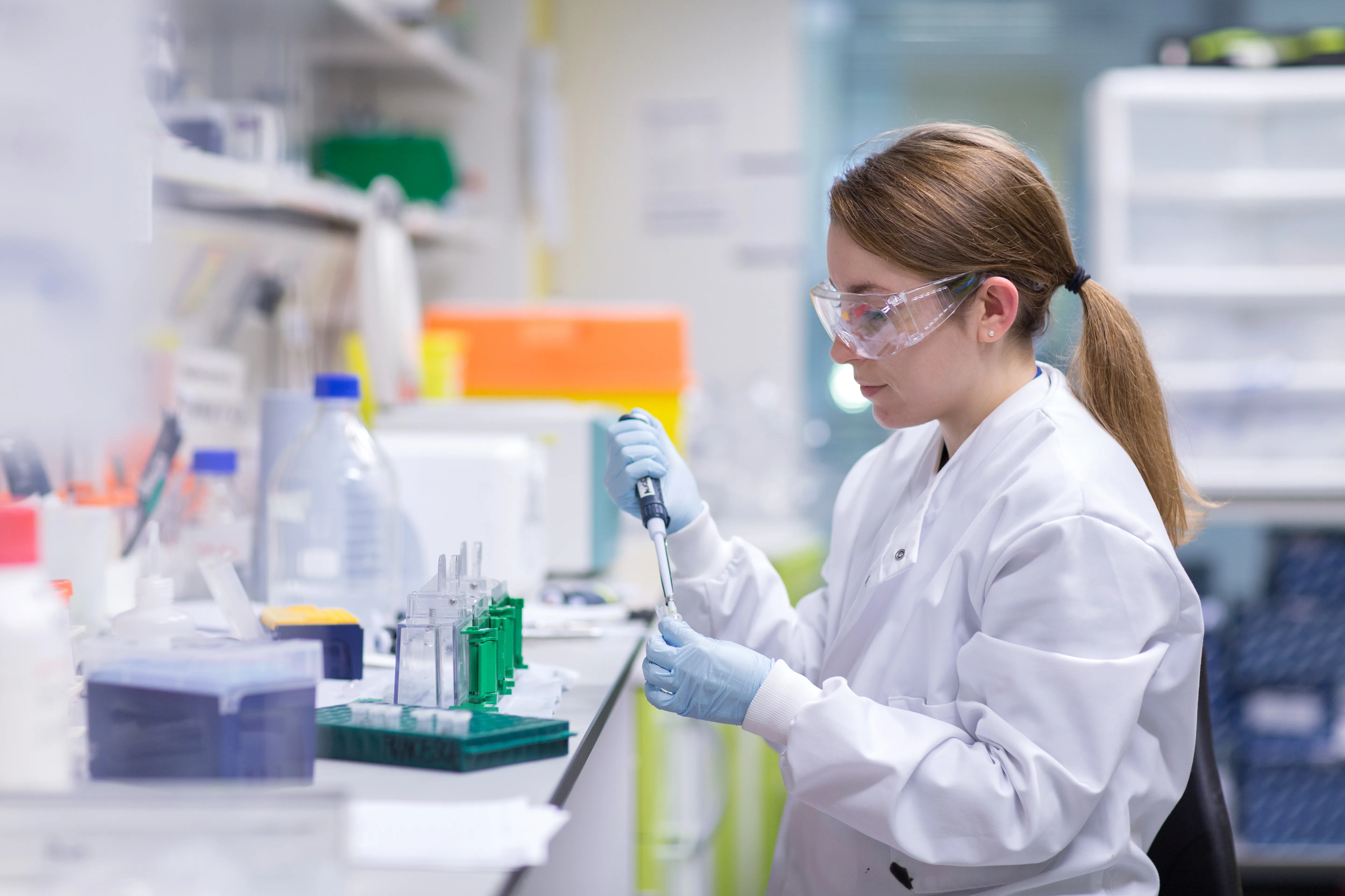Lizzie Haythorne at work in the lab