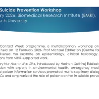 Text: African Network 2025 to 2026: Pesticide Suicide Prevention Workshop12 February 2026, Biomedical Research Institute (BMRI), Stellenbosch University