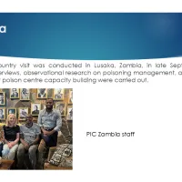 Text: African Network 2025 to 2026: Zambia: The second country visit was conducted in Lusaka, Zambia, in late September, where 14 stakeholder interviews, observational research on poisoning management, and sharing of NIHR R4 resources for poison centre capacity building were carried out.