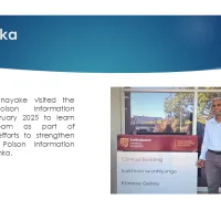 Text: African Network 2025 to 2026: Sri Lanka: Dr. Ajith Dissanayake visited the Tygerberg Poison Information Centre in February 2025 to learn from our team as part of collaborative efforts to strengthen the National Poison Information Centre in Sri Lanka.