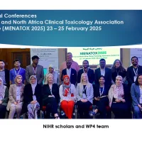 Text: African Network 2025 to 2026: International Conferences: Middle East and North Africa Clinical Toxicology Association Conference (MENATOX 2025) 23 – 25 February 2025; Picture: NIHR scholars and WP4 team 
