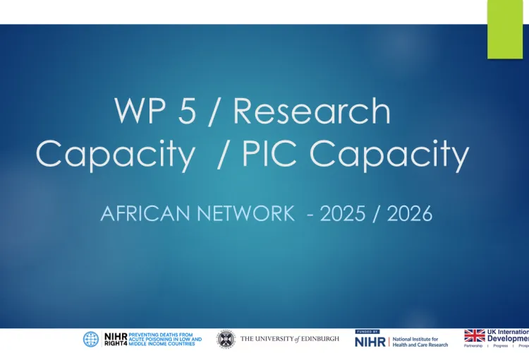 Text: African Network 2025 to 2026: WP 5 / Research Capacity  / PIC Capacity 