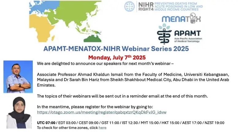 APAMT–MENATOX–NIHR Webinar Series - 07JUL25