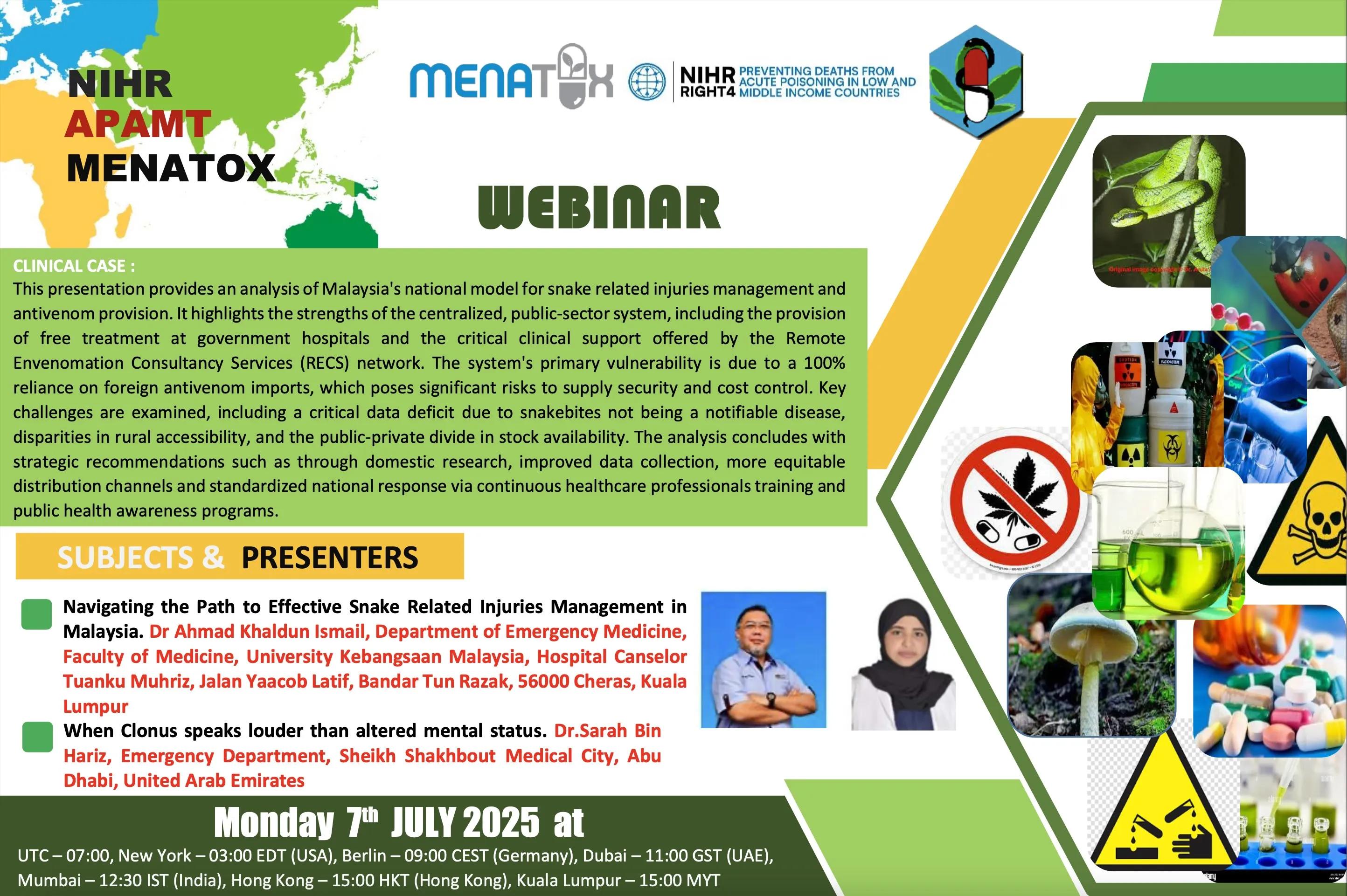 APAMT–MENATOX–NIHR Webinar Series - 07JUL25