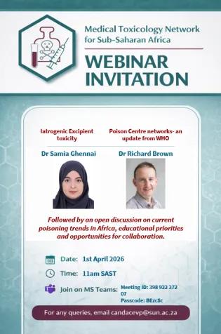 Webinar Invitation by the Medical Toxicology Network for Sub-Saharan Africa at 11am SAST 1 April 2026